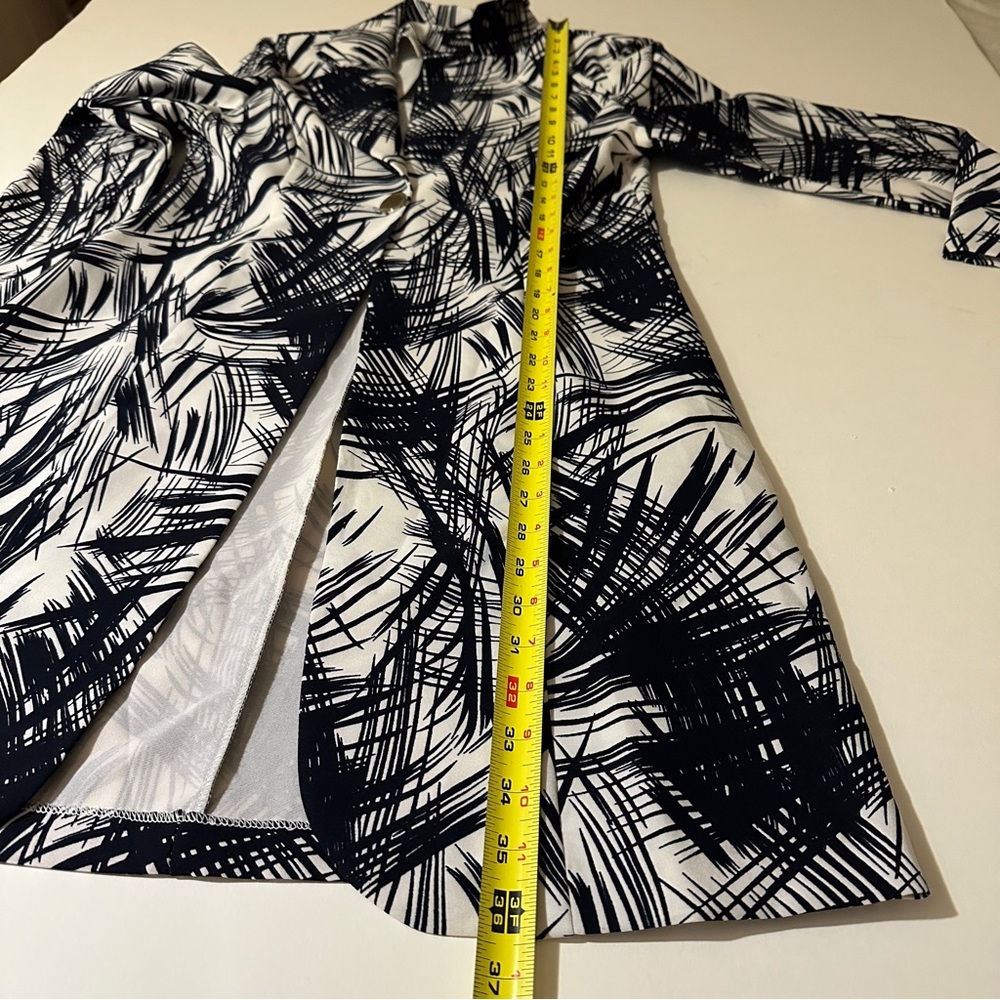 NWT Appleline Women's Cardigan Dress Long Sleeve Palm Print Black White Size 42 - Picture 11 of 11